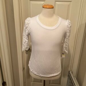 K & C Womens White Knit Lace Shirt Blouse Top NWT